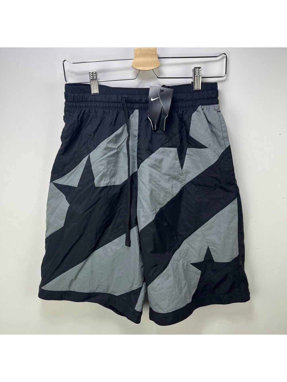 Nike Black Grey Big Star Pattern Nylon Wind Shorts Medium